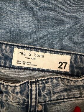 rag & bone Lori Low-Rise Wide Leg Jeans - Light Blue